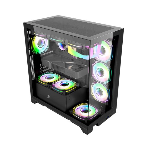 ИГРОВОЙ КОРПУС 1STPLAYER MI8 / NO PSU / SIDE-WINDOW / 7X120MM / ATX / BLACK
