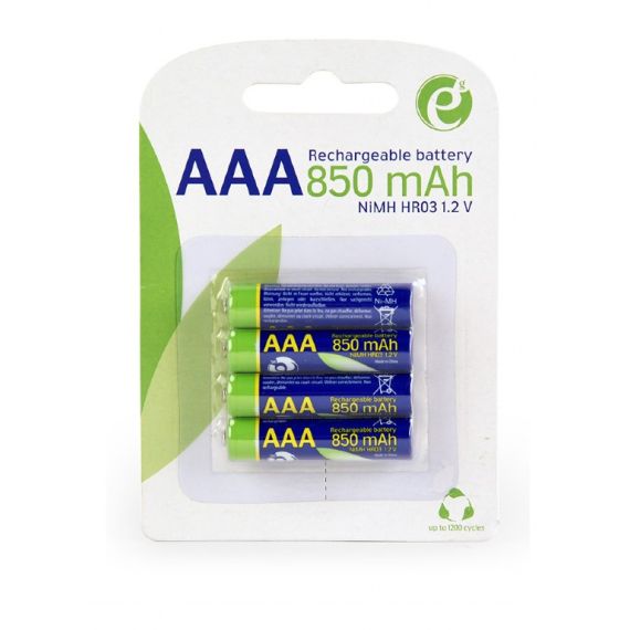 ENERGENIE EG-BA-AAA8R4-01 NI-MH RECHARGEABLE AAA INSTANT BATTERIES (READY-TO-USE), 850MAH, 4PCS BLISTER PACK