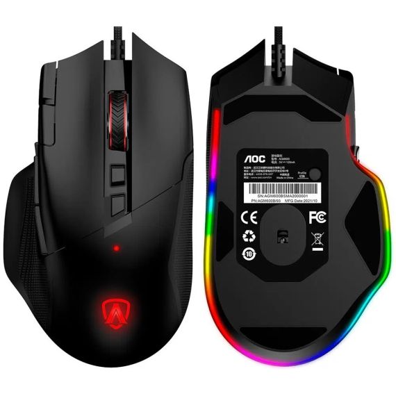 ИГРОВАЯ МЫШЬ AOC AGM600B, USB, BLACK