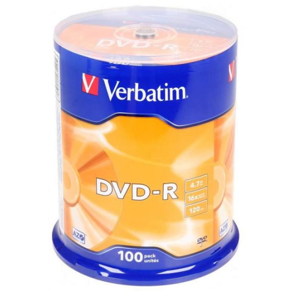 VERBATIM DATALIFEPLUS DVD-R AZO 4.7GB 16X MATT SILVER SURFAC - SPINDLE 100PCS.