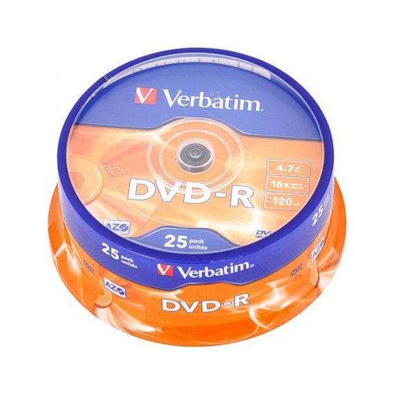VERBATIM DATALIFEPLUS DVD-R AZO 4.7GB 16X MATT SILVER SURFAC - SPINDLE 25PCS.