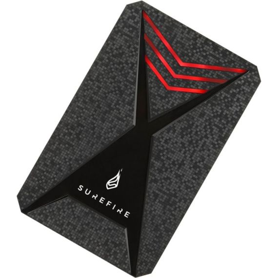 2.5” EXTERNAL SSD 1.0TB  SUREFIRE GX3 GAMING SSD (BY VERBATIM), USB 3.2 GEN 1, BLACK/RED, INCLUDES USB-C ADAPTER, ULTRA-SMALL AND LIGHTWEIGHT SSD, STYLISH BLACK DESIGN WITH A 3D SURFACE, NERO BACKUP SOFTWARE