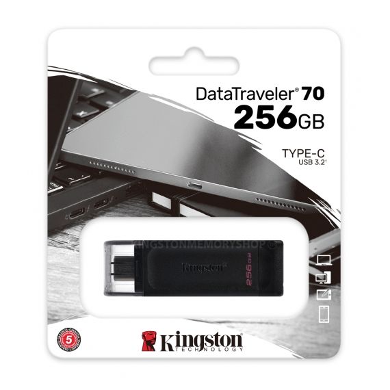 ФЛЕШ-НАКОПИТЕЛЬ USB KINGSTON DATATRAVELER 70 / USB-С3.2 / 256ГБ