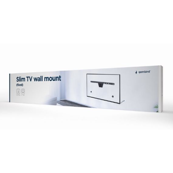 SLIM TV-WALL MOUNT FOR 37-80”- GEMBIRD ”WM-S80F-01”, FIXED, MAX. 50 KG, DISTANCE TV TO WALL: 17 MM, MAX. VESA 600 X 400, BLACK