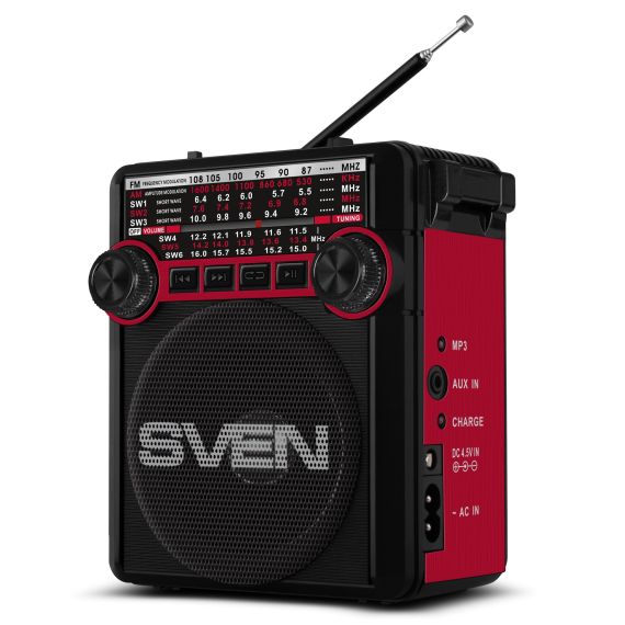 КОЛОНКА ПОРТАТИВНАЯ SVEN SRP-355, BLACK / 3W / BLUETOOTH / FM/AM/SW RADIO / USB / MICROSD