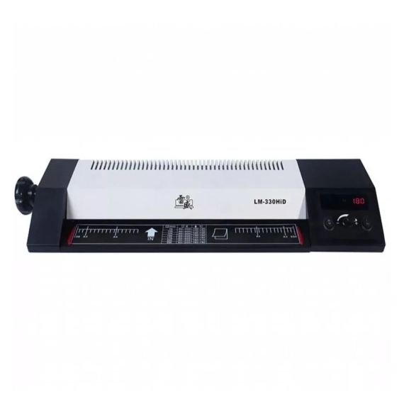QSMILE LM330IDX A3, BLACK, ROLLERS: 2(HOT SHOE), REVERSE, INPUT WIDTH: 330 MM,SPEED: 55 CM/MIN, MIN FILM THICKNESS: 160(2*80) MICRONS, MAX. FILM THICKNESS: 250(2*125) MICRONS, MIN FILM SIZE: CREDIT CARD SIZE (54*86 MM), MAX. PAPER SIZE: A3, MAX. LAM. THIC
