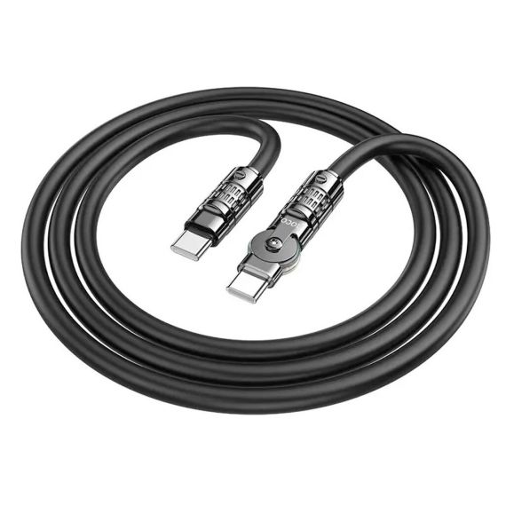 КАБЕЛЬ TYPE-C НА TYPE-C HOCO “U118 TRIUMPH” / 1.2M / ZINC ALLOY / 60W / UP TO 3A / BLACK