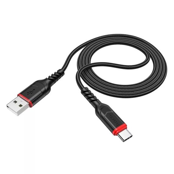 КАБЕЛЬ USB НА TYPE-C HOCO “X59 VICTORY” / 1M / WOVEN NYLON / UP TO 3A / BLACK