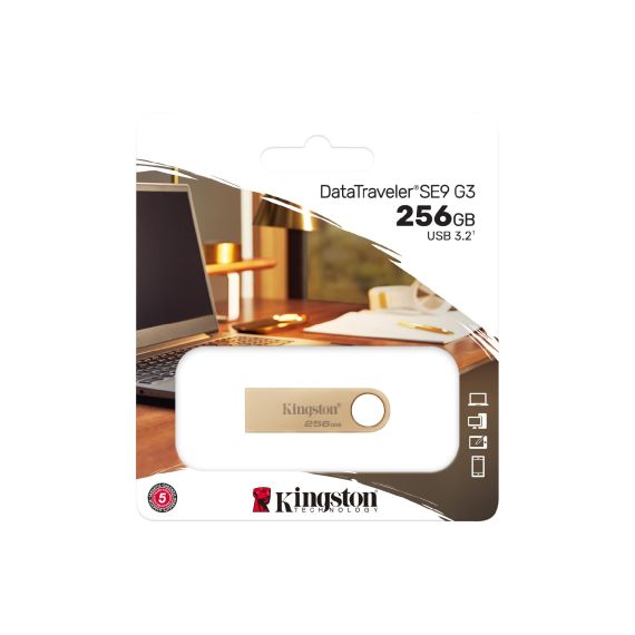 ФЛЕШ-НАКОПИТЕЛЬ USB KINGSTON DATATRAVELER SE9 G3 / 256ГБ / USB3.2 GEN1 / GOLD