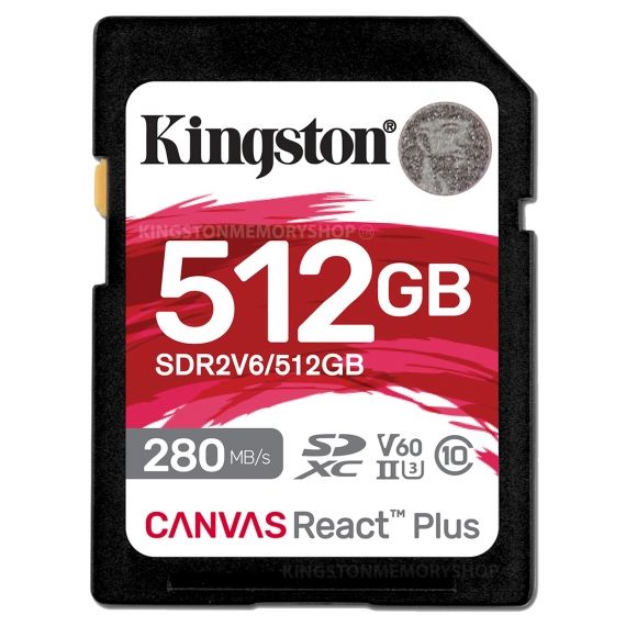 КАРТА ПАМЯТИ SD KINGSTON CANVAS REACT PLUS V60/ UHS-II/ 280MBPS/ 512GB