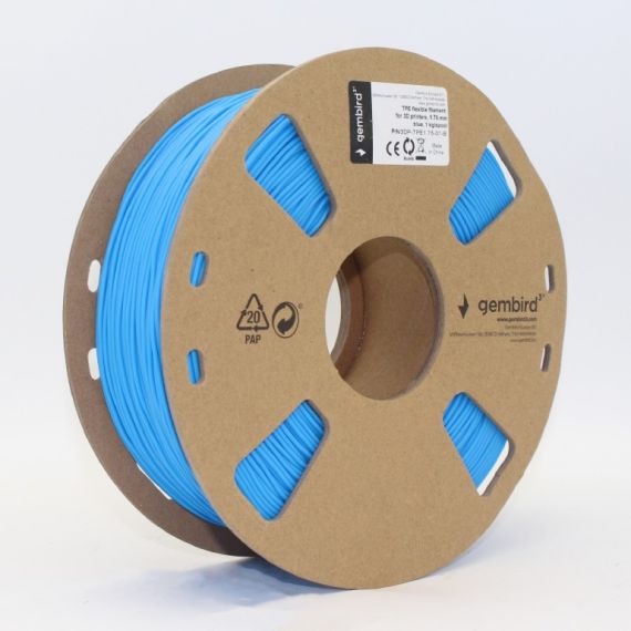 GEMBIRD TPE FLEXIBLE FILAMENT, BLUE, SPECIAL THERMOPOLYMER ALLOWS TO OBTAIN MATERIALS SIMILAR TO RUBBER, 1.75MM, 1KG