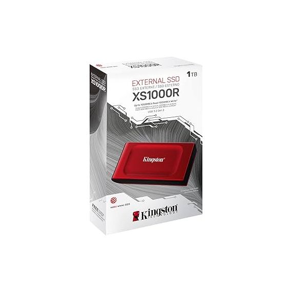 ПОРТАТИВНЫЙ НАКОПИТЕЛЬ SSD KINGSTON XS1000 RED, 1ТБ, USB 3.2 GEN 2