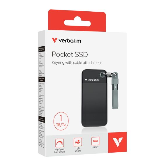M.2 ВНЕШНИЙ SSD VERBATIM POCKET / 1TB / USB 3.2 GEN 2 / BLACK/GREY