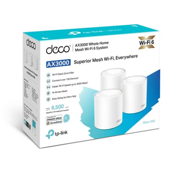 MESH WI-FI 6 СИСТЕМА TP-LINK DECO X50 (3-PACK) / AX3000 DUAL BAND /  3 LAN/WAN GIGABIT PORT