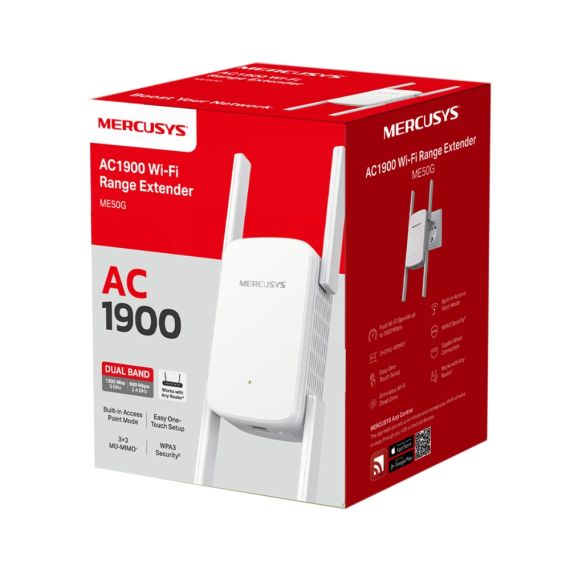 УСИЛИТЕЛИ СИГНАЛА MERCUSYS ME50G / AC1900 DUAL BAND / WI-FI5 / 1 LAN PORT / 4 EXTERNAL ANTENNAS
