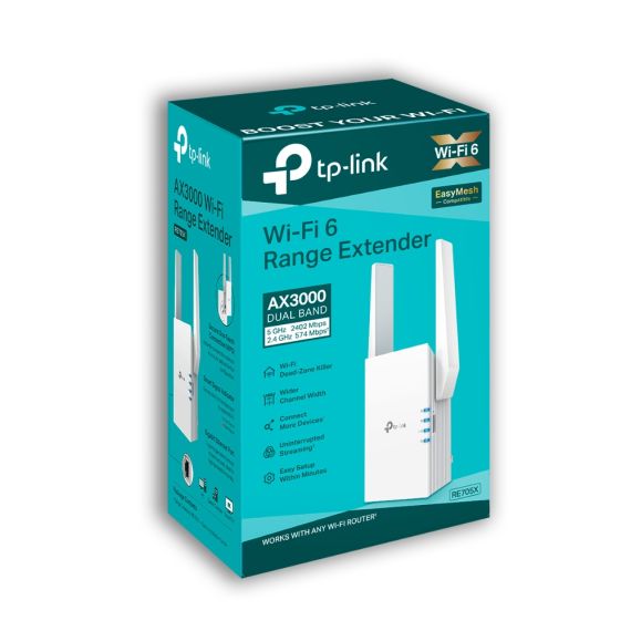 УСИЛИТЕЛЬ СЕТИ TP-LINK RE705X / AC1800 DUAL BAND / WI-FI6 / 1 GIGABIT LAN PORT / 2 EXTERNAL ANTENNAS