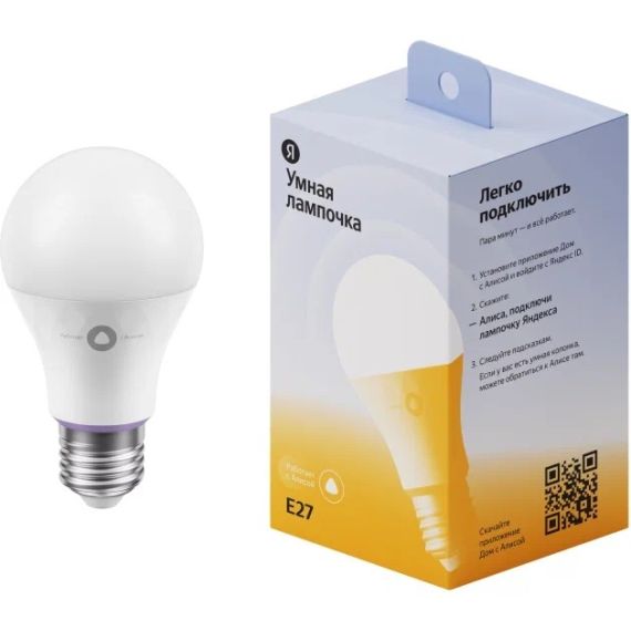 LED ЛАМПОЧКА YANDEX SMART BULB WITH ALISA / SMART WI-FI WHITE / E27 / 8W / 2700K-6500K