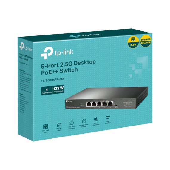 КОММУТАТОР TP-LINK TL-SG105PP-M2/ 5 PORT / 2.5GIGABIT / RJ45 / STEEL CASE