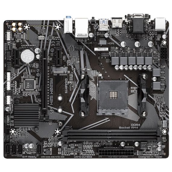 GIGABYTE GA-A520M-S2H, SOCKET AM4, AMD A520, DUAL 2XDDR4-5100, APU AMD GRAPHICS, VGA, DVI, HDMI, 1XPCIE X16, 4XSATA3, RAID, 1XM.2, 2XPCIE X1, ALC887 HDA, GBE LAN, 6XUSB3.2, RGB FUSION 2.0, MATX