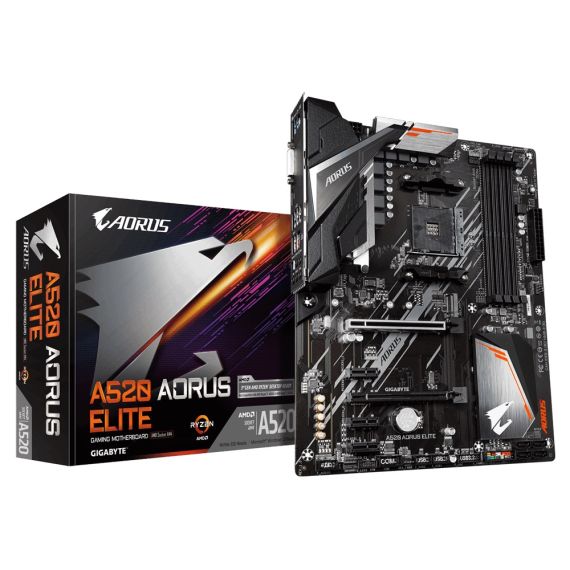 GIGABYTE GA-A520 AORUS ELITE, SOCKET AM4, AMD A520, DUAL 4XDDR4-4733, APU AMD GRAPHICS, DVI, HDMI, 2XPCIE X16, 4XSATA3, RAID, 1XM.2, 3XPCIE X1, ALC1200 HDA, S/PDIF, GBE LAN, 1XUSB3.2GEN2, 5XUSB3.2, RGB FUSION 2.0, ATX