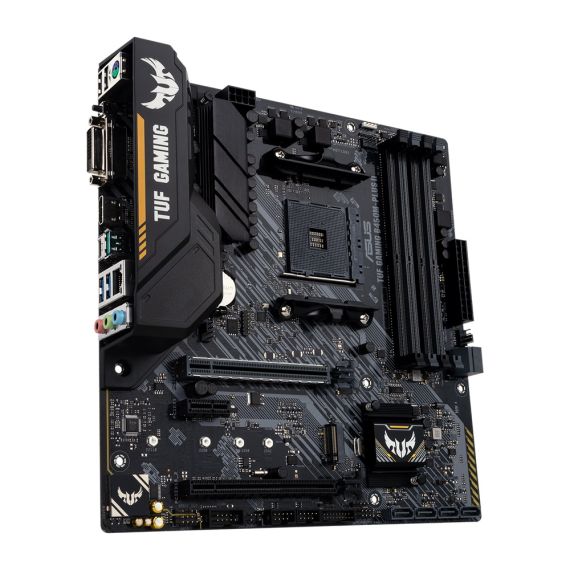 ASUS TUF GAMING B450M-PLUS II, SOCKET AM4, AMD B450, DUAL 4XDDR4-4400, APU AMD GRAPHICS, DVI, HDMI, 2XPCIE X16, 6XSATA3, RAID, 1XM.2, ALC897 HDA 7.1, 1XPCIE X1, 1GBE LAN, 1XUSB3.2GEN2, 5XUSB3.1 (1XTYPE-C & 4XTYPE-A), AURA SYNC RGB, TUF COMP, 24/7, MATX