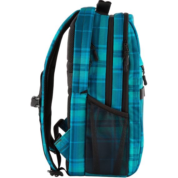 16.1” NB BACKPACK - HP CAMPUS XL TARTAN PLAID BACKPACK - EXTRA-PADDED FLOATING LAPTOP POCKET, A DOUBLE-COIL, LOCKABLE ZIPPER, RAIN-REPELLANT MATERIAL.
