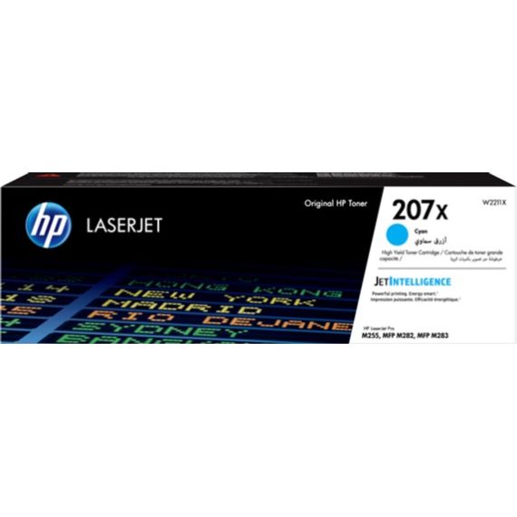 HP 207X (W2211X) CYAN LASERJET TONER 2450 PAGES FOR HP COLOR LASERJET PRO MFP M283FDW, HP COLOR LASERJET PRO M255DW, HP COLOR LASERJET PRO MFP M282NW, HP COLOR LASERJET PRO MFP M283FDN