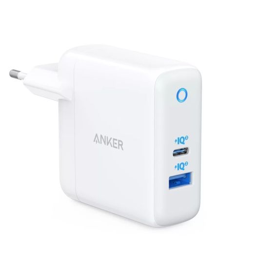 USB-ЗАРЯДНОЕ УСТРОЙСТВО ANKER POWERPORT PD+ 2 / 35W (POWERDELIVERY (20W) AND USB-A POWERIQ (15W)) / WHITE