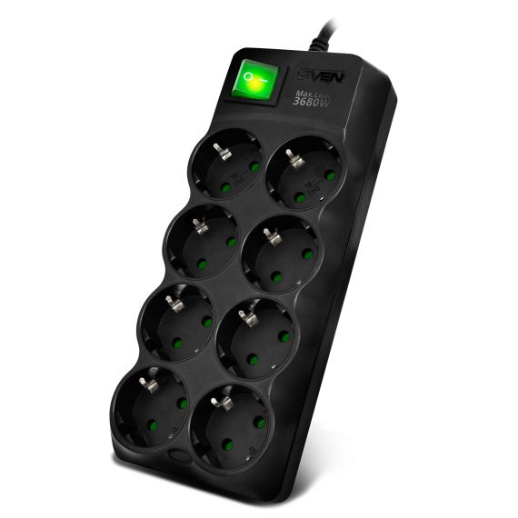 ФИЛЬТР СЕТЕВОЙ SVEN SF-08E / 8 SOCKETS / 5,0M / BLACK