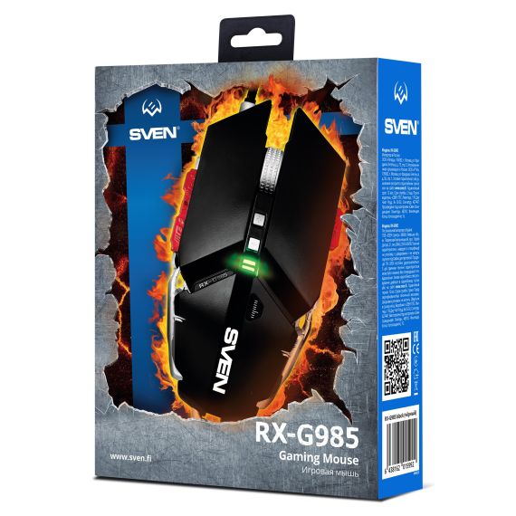 ИГРОВАЯ МЫШЬ SVEN RX-G985 / GAMING SENSOR PIXART 3050 / USB / 4000 DPI / BLACK