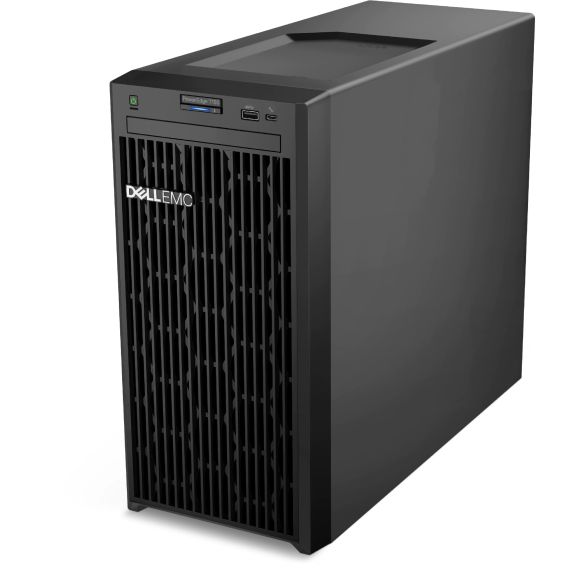 DELL POWEREDGE T150 TOWER, INTEL XEON E-2314 (2.8GHZ, 8M CACHE, 4C/4T, 65W), 1X16GB DDR4 UDIMM RAM, 2TB 7.2K RPM SATA HDD (CHASSIS UP TO 4X3,5” CABLED HDD), IDRAC9 BASIC, ON-BOARD LOM BROADCOM 5720 DUAL PORT 1GB , TPM 2.0, SINGLE CABLED 300W PSU.