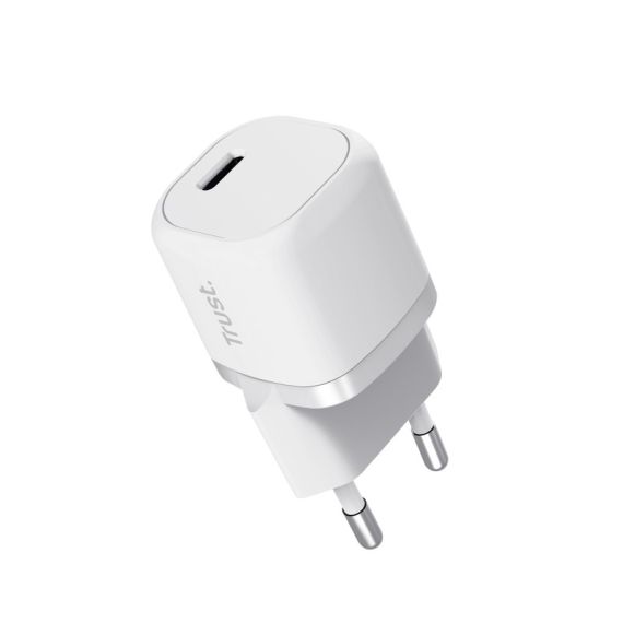 TRUST MAXO ULTRA-SMALL 20W USB-C WALL CHARGER WITH PD, USB PD 3.0 + PPS, WHITE