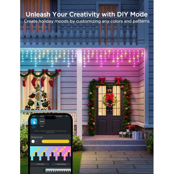 УЛИЧНАЯ ГИРЛЯНДА В ВИДЕ СОСУЛЕК GOVEE RGBIC ICICLE LIGTHS 10M