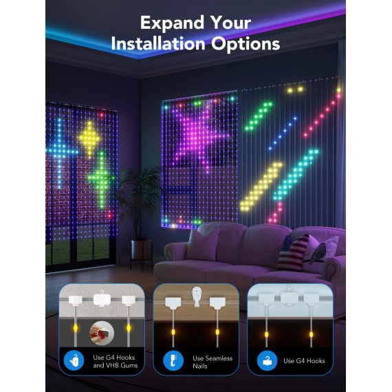 НАРУЖНЫЕ ЗАНАВЕСОЧНЫЕ СВЕТИЛЬНИКИ GOVEE RGBIC CURTAIN LIGHTS 1.5*2M