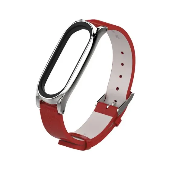 РЕМЕШОК КОЖАНЫЙ ДЛЯ SMART BAND 7 RED