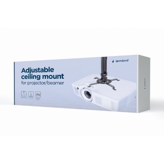 РЕГУЛИРУЕМОЕ ПОТОЛОЧНОЕ КРЕПЛЕНИЕ ДЛЯ ПРОЕКТОРА GEMBIRD CM-B-01/ 380 ~ 580 MM/ MAX 13KG/ BLACK
