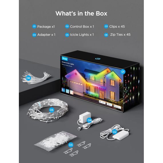 УЛИЧНАЯ ГИРЛЯНДА В ВИДЕ СОСУЛЕК GOVEE RGBIC ICICLE LIGTHS 10M