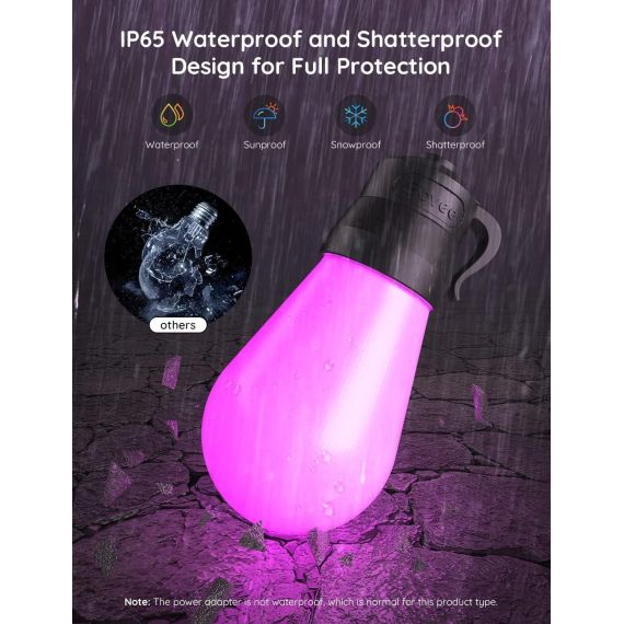 НАРУЖНЯЯ СВЕТОДИОДНАЯ ЛЕНТА GOVEE RGBIC SMART OUTDOOR STRING LIGHTS 15M, 15 LIGHT BULBS