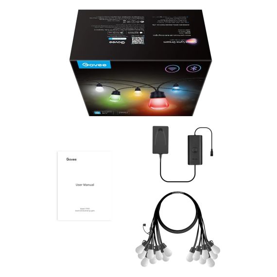 НАРУЖНЯЯ СВЕТОДИОДНАЯ ЛЕНТА GOVEE RGBIC SMART OUTDOOR STRING LIGHTS 15M, 15 LIGHT BULBS