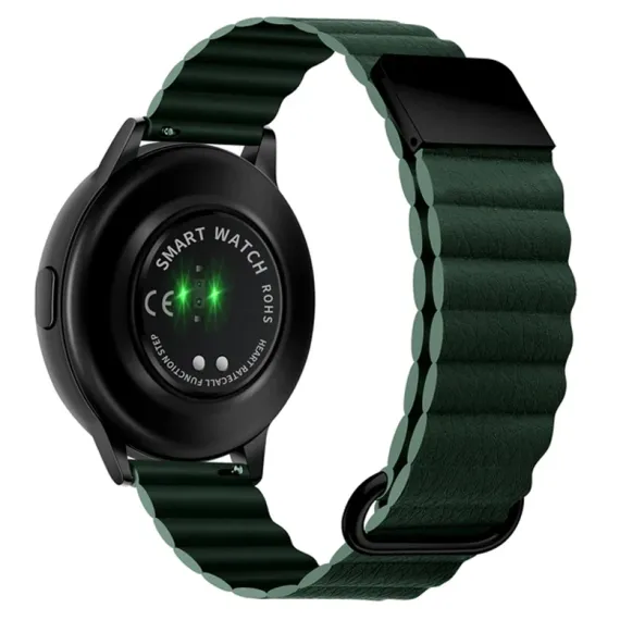 РЕМЕШОК КОЖАНЫЙ С МАГСЭЙФОМ XIAOMI AMAZFIT 22MM GREEN