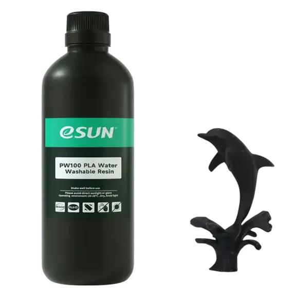 ФОТОПОЛИМЕР ДЛЯ 3D-ПЕЧАТИ ESUN PW100 PLA WATER WASHABLE RESIN, 0.5 KG, ЧЕРНЫЙ