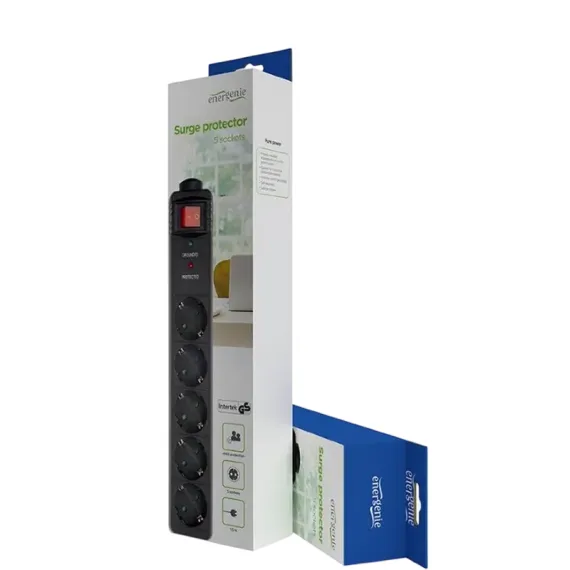 СЕТЕВОЙ ФИЛЬТР GEMBIRD SPG5-C-5, 5 РОЗЕТОК, 1.5М, ЧЁРНЫЙ