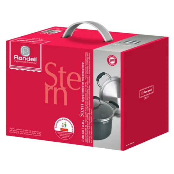 КАСТРЮЛЯ RONDELL RDS-010, 3,9Л, 20СМ, GREY