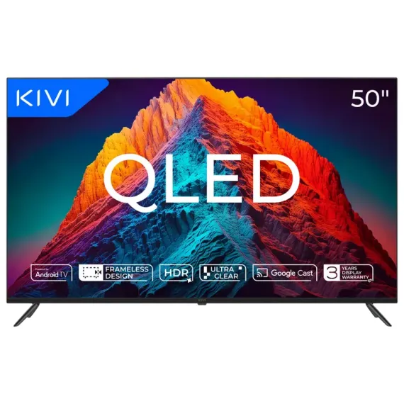 50" QLED SMART ТЕЛЕВИЗОР KIVI 50U770QB, 3840X2160 4K UHD, ANDROID TV, ЧЁРНЫЙ