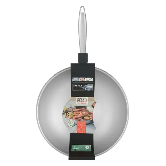 СКОВОРОДА WOK RESTO 95004, 28СМ, НЕРЖАВЕЮЩАЯ СТАЛЬ