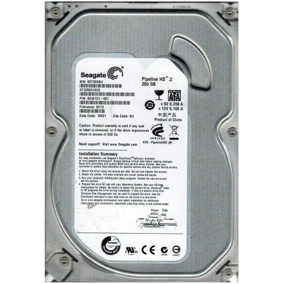 3.5" HDD SEAGATE ST3250312CS PIPELINE HD.2 / 250GB / 5900RPM / 8MB
