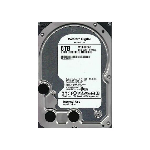 3.5" HDD 6.0TB  WESTERN DIGITAL WD60EDAZ CAVIAR(R) BLUE(TM), SMR DRIVE, 5400RPM, 256MB, SATAIII, FR