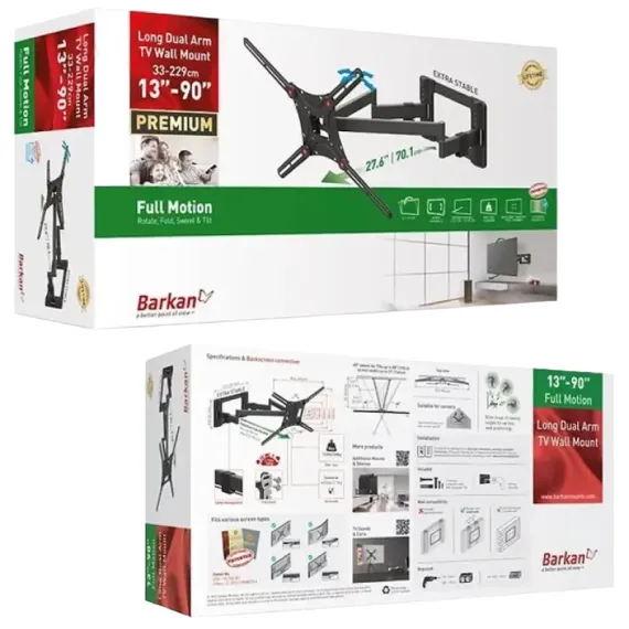 НАКЛОННО-ПОВОРОТНОЕ НАСТЕННОЕ КРЕПЛЕНИЕ BARKAN BM466XP, ЧЁРНЫЙ