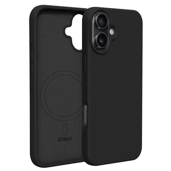 ЧЕХОЛ ETTERI SILICONE MAG CASE ДЛЯ IPHONE 16, ЧЁРНЫЙ