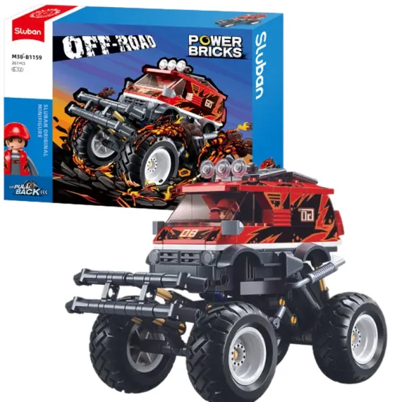 КОНСТРУКТОР SLUBAN B1158, 6 "MONSTER TRUCK", С ИНЕРЦИЕЙ, 6+, КРАСНЫЙ